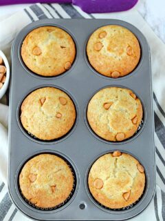 Eggless Butterscotch cupcakes in a baking tin