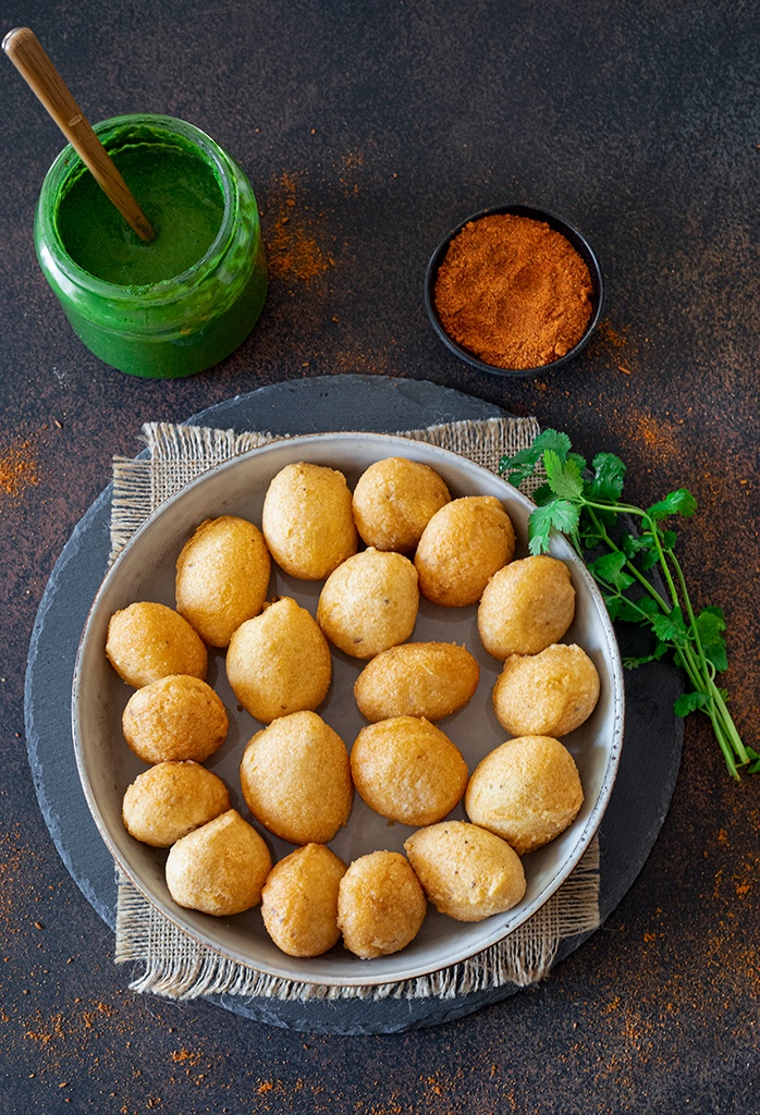 Fried Dahi bhallas on a plate