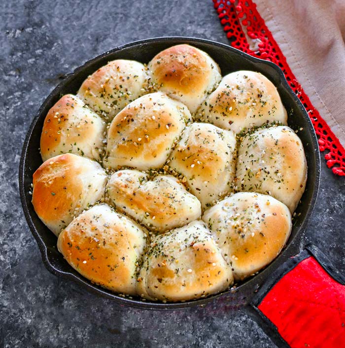 Freshly-baked garlic rolls
