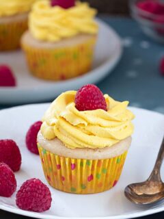 Eggless vanilla cupcakes on a plate